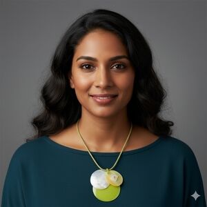 Cookie Lee  Green and White  Shell Pendant Necklace